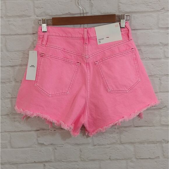F Urban Outfitters UO BDG Neon Pink Distressed Chewed A Line Denim Shorts NWT 26 - Picture 4 of 7